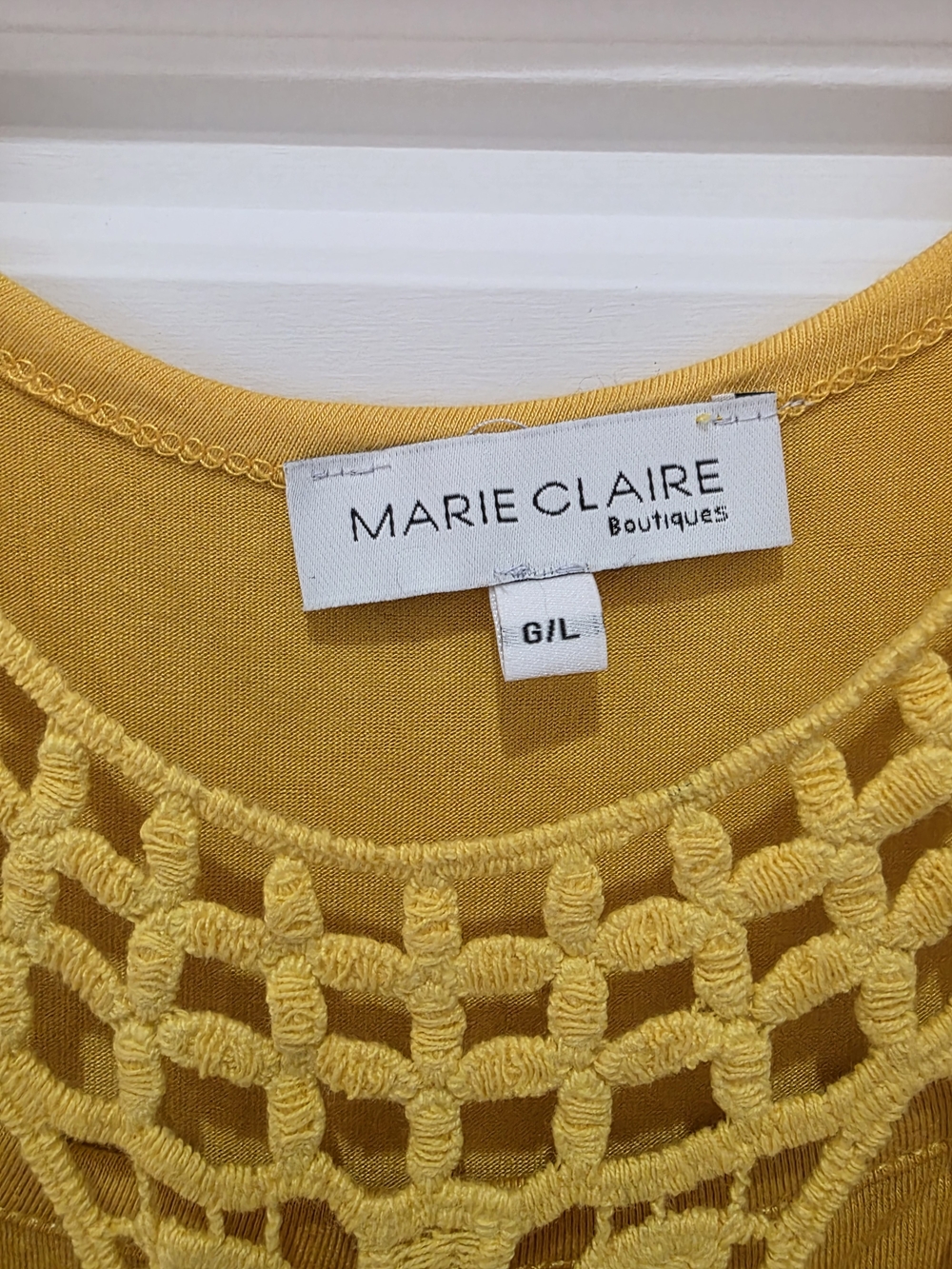 Marie Claire Yellow Knit-Detail Women's Top